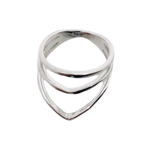 ARME DE L'AMOUR Sterling Silver Chevron Ring 100% 925 / 1000 Women's Sz 2 NWT - Picture 2 of 5